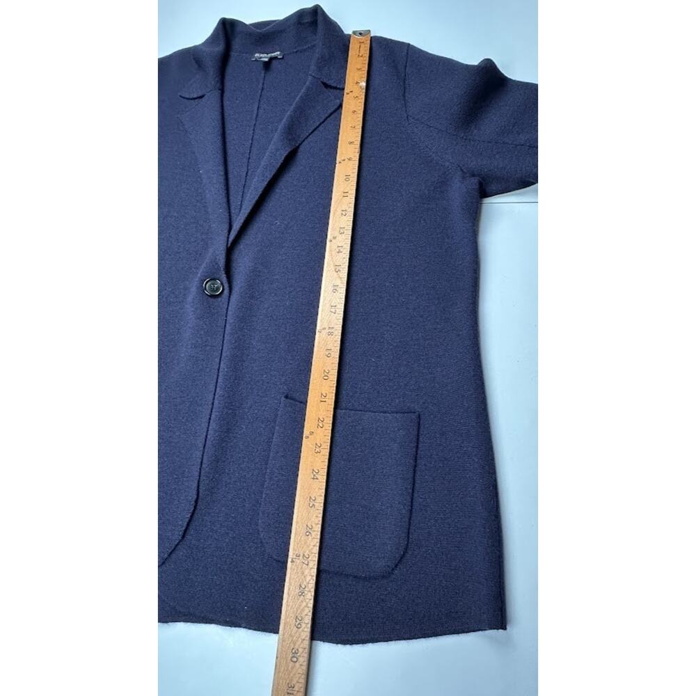 Eileen Fisher Sweater Womens 1X Navy Merino Wool Cardigan Preppy Career Neutral - Picture 10 of 11